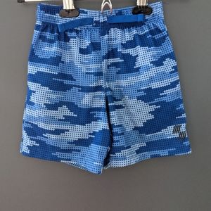 Blue camo print athletic shorts